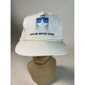 Vintage 1992 Garland Service Center Hat One Size Fits All White & Blue Made In T